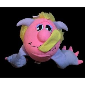 1986 Matchbox Grumples Razzcale Toy Pink Purple Rasberry Blowing Plush
